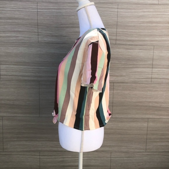 Front tie Striped blouse Size M NEW - Picture 9 of 9